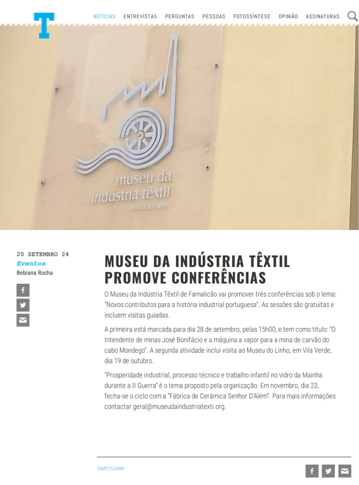Museu da Indústria Têxtil promove conferências